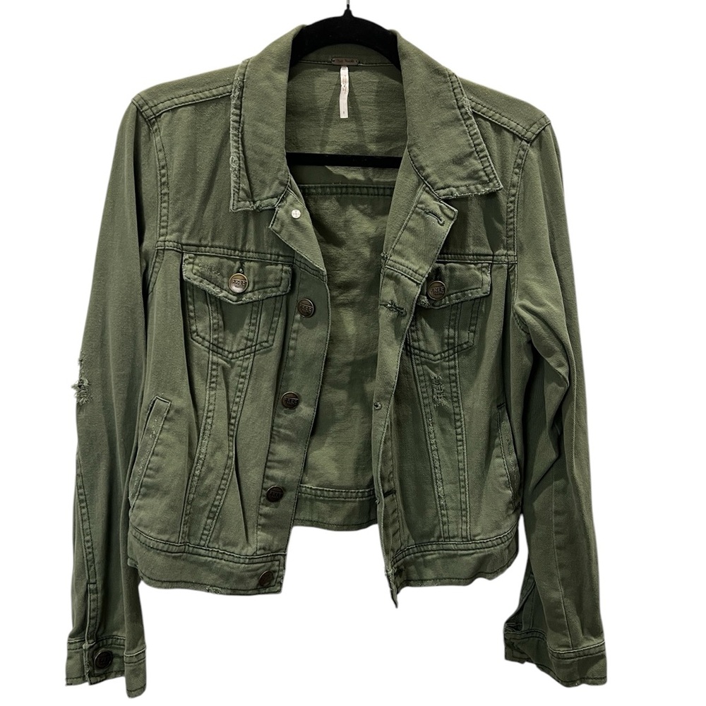 Free People Green Jean Jacket